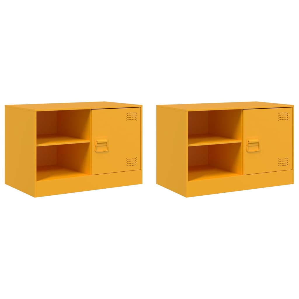 2 Piece TV Cabinet Set Mustard Yellow 67x39x44 cm Steel