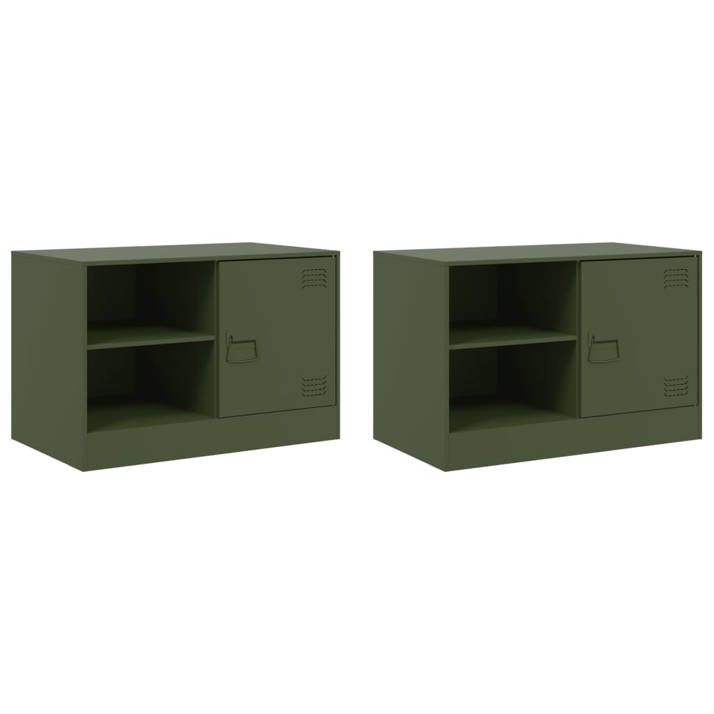 2 Piece TV Cabinet Set Olive Green 67x39x44 cm Steel