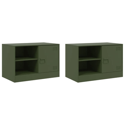 2 Piece TV Cabinet Set Olive Green 67x39x44 cm Steel