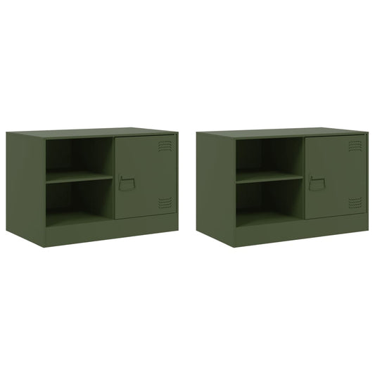2 Piece TV Cabinet Set Olive Green 67x39x44 cm Steel