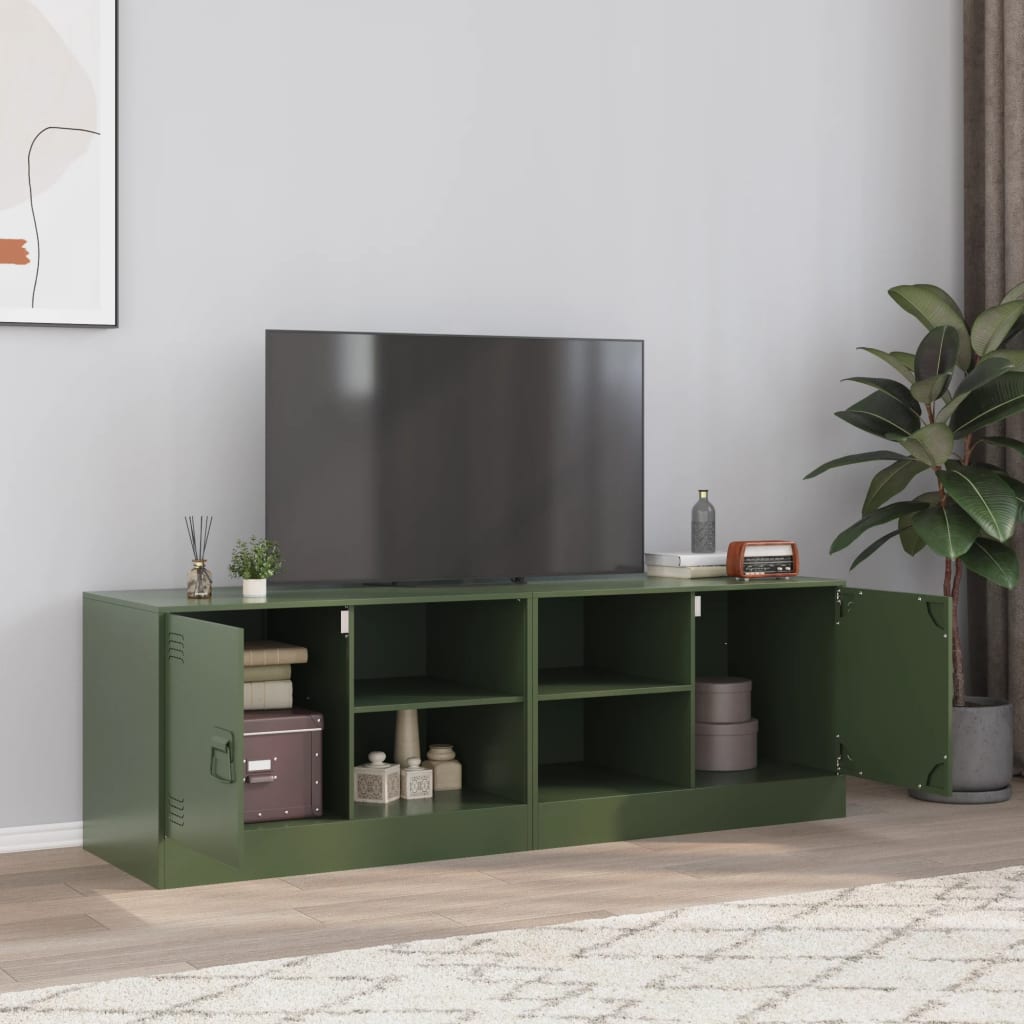 2 Piece TV Cabinet Set Olive Green 67x39x44 cm Steel