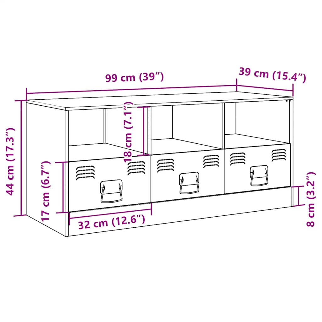 TV Cabinet Anthracite 99x39x44 cm Steel