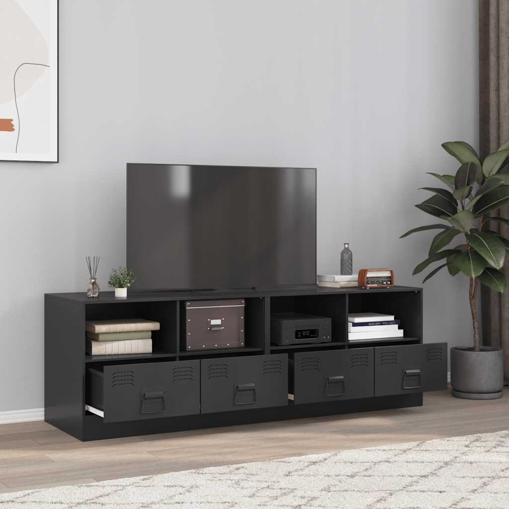 2 Piece TV Cabinet Set Black 67x39x44 cm Steel