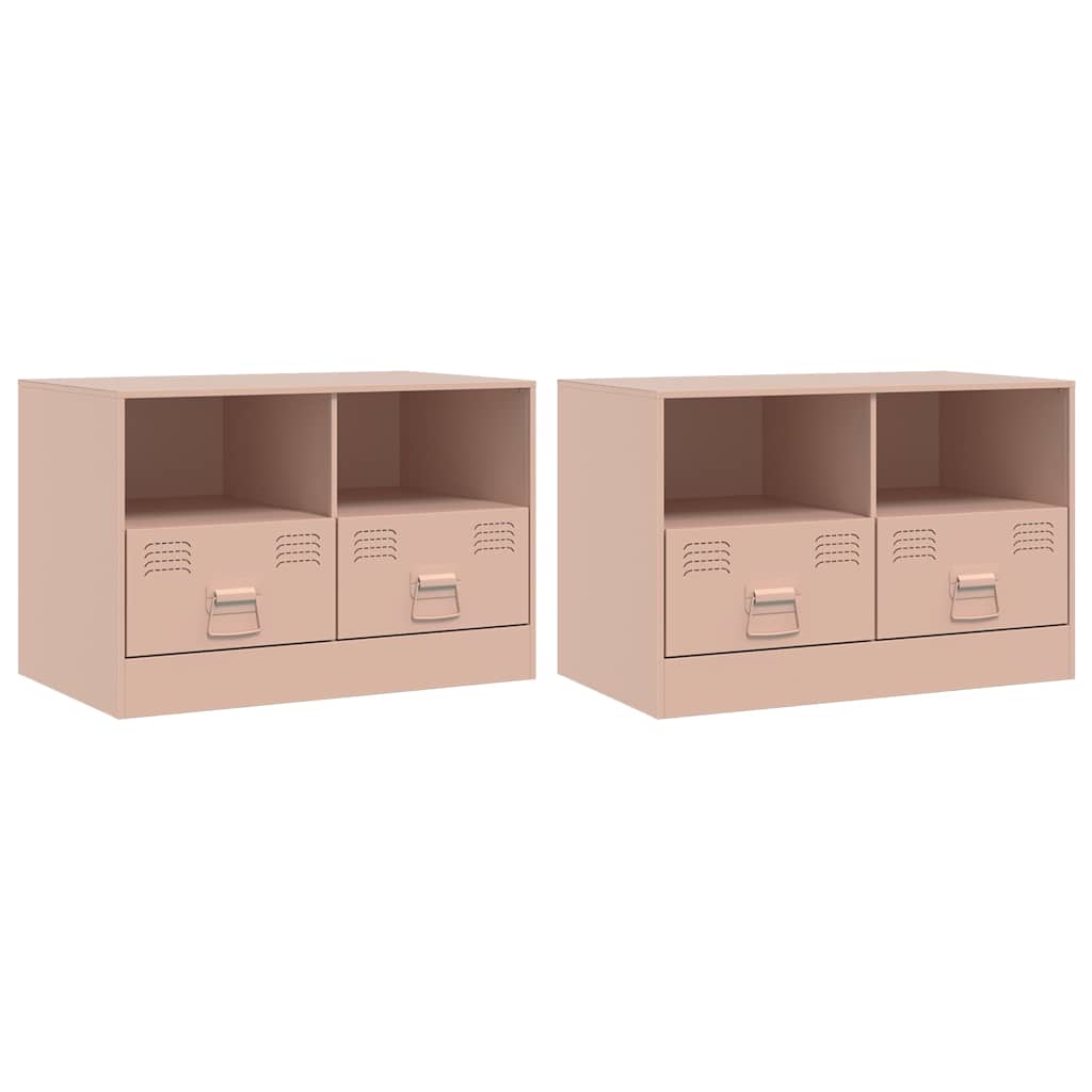 2 Piece TV Cabinet Set Pink 67x39x44 cm Steel