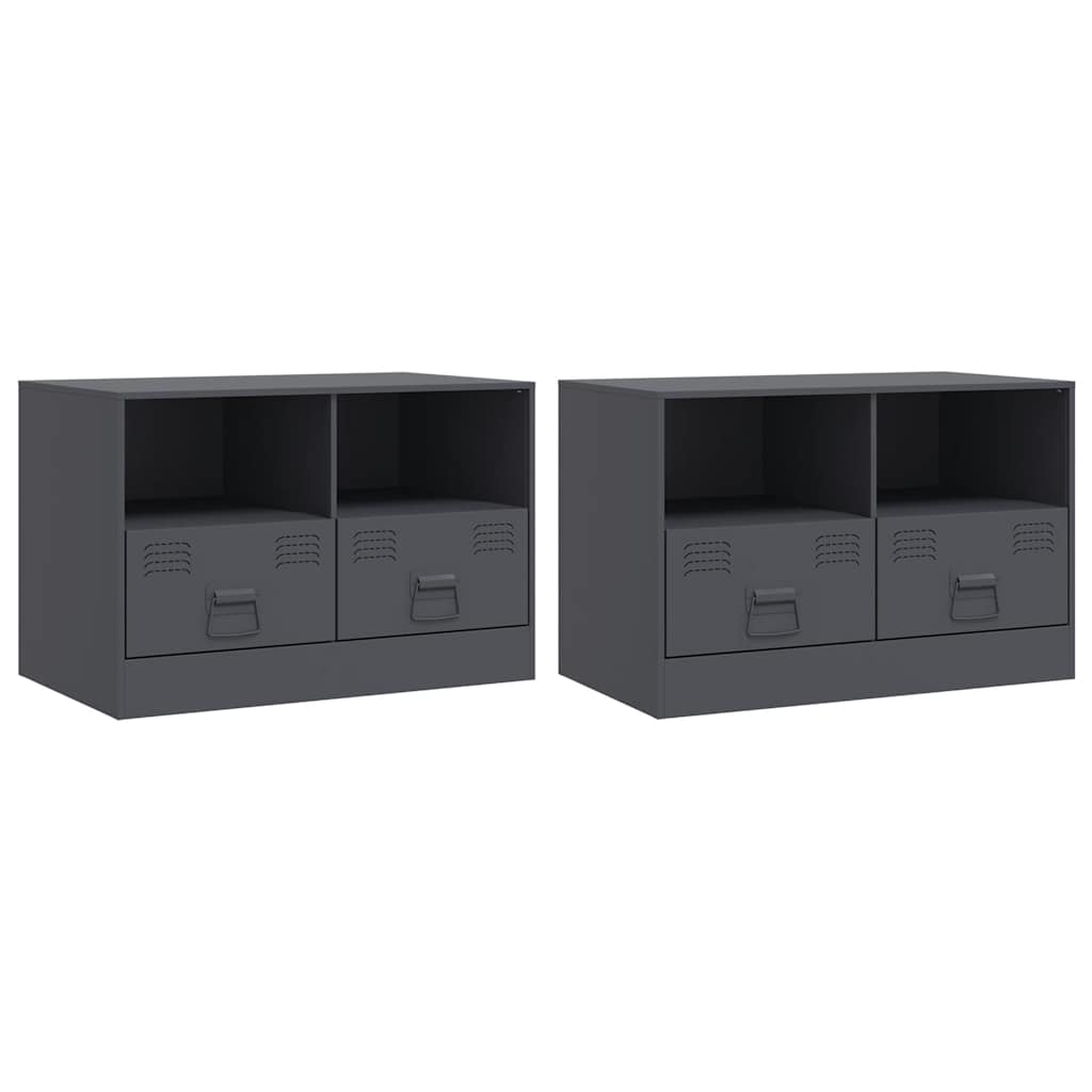 2 Piece TV Cabinet Set Anthracite 67x39x44 cm Steel