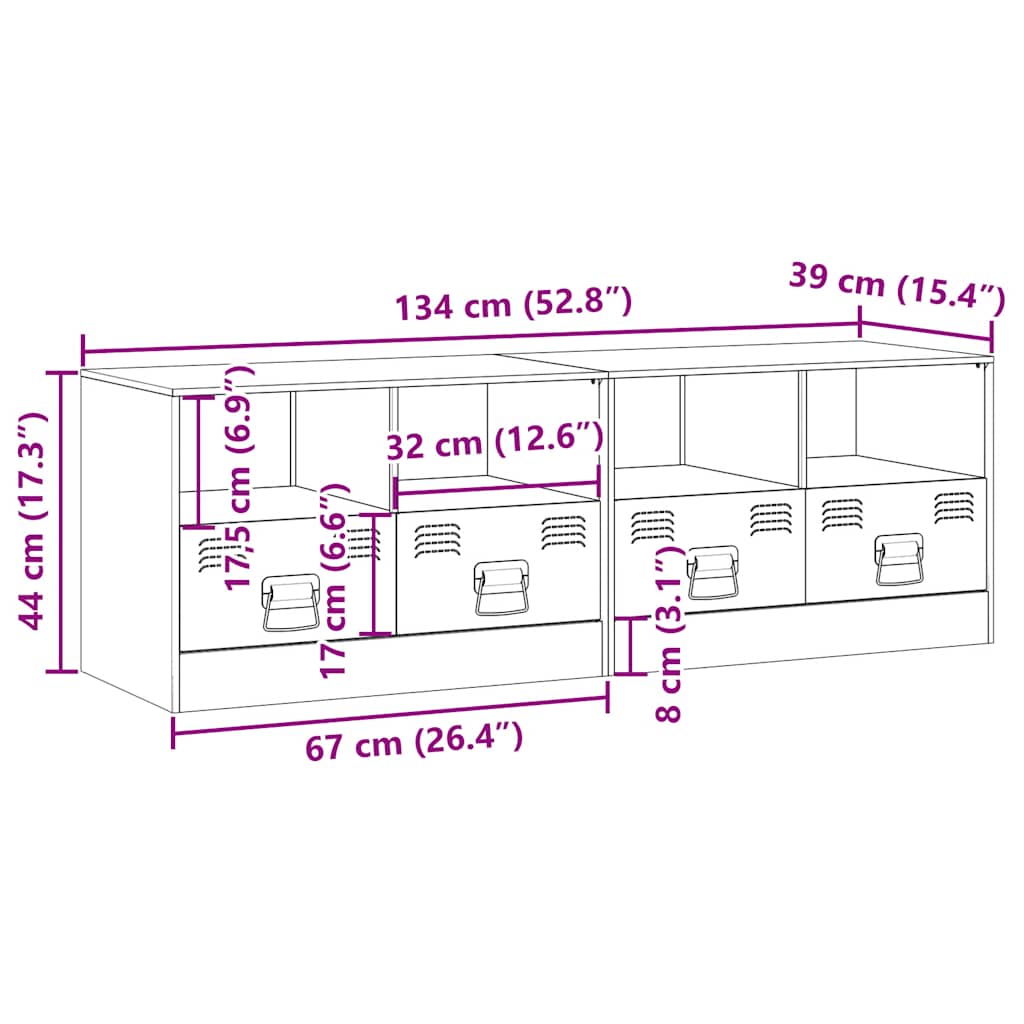 2 Piece TV Cabinet Set Anthracite 67x39x44 cm Steel