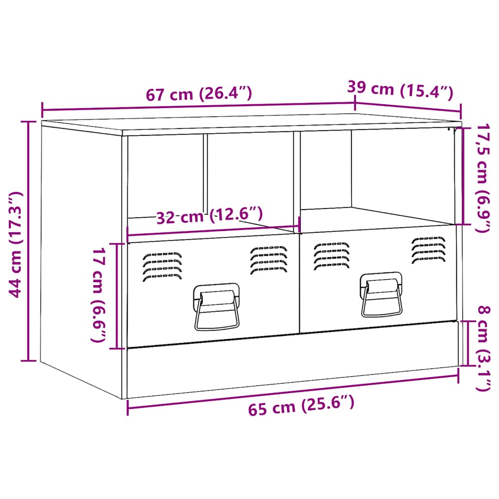 TV Cabinet Mustard Yellow 67x39x44 cm Steel