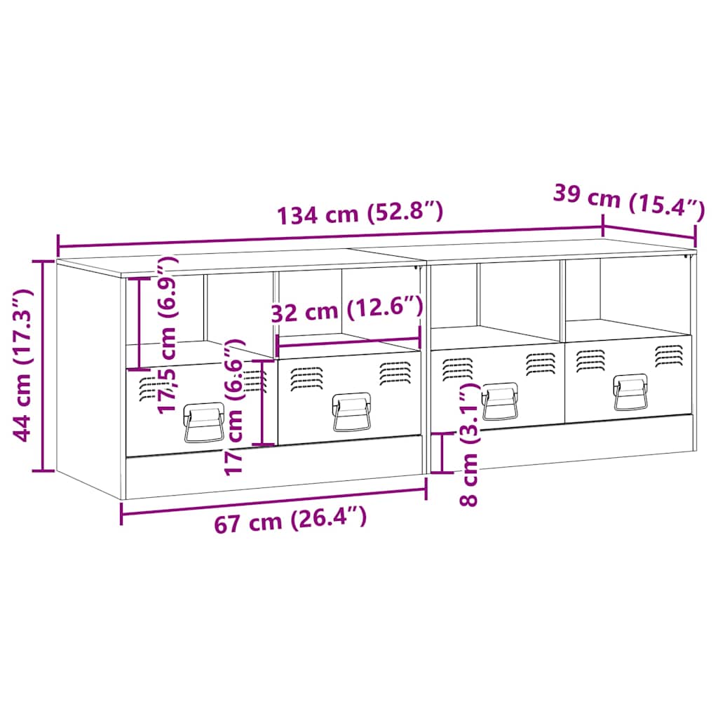 2 Piece TV Cabinet Set Mustard Yellow 67x39x44 cm Steel