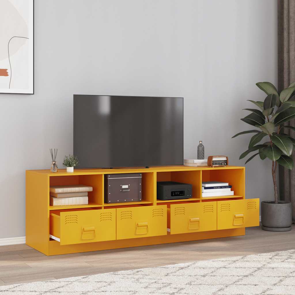 2 Piece TV Cabinet Set Mustard Yellow 67x39x44 cm Steel