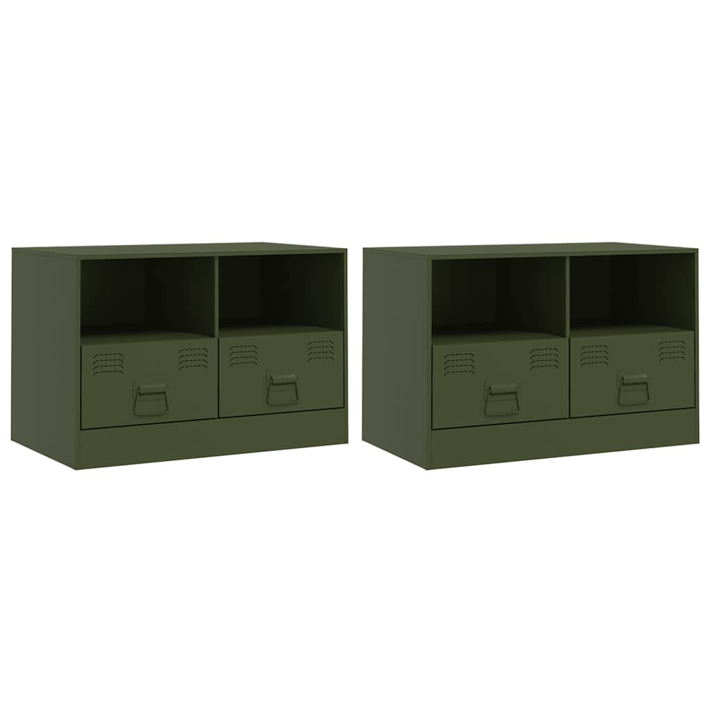 2 Piece TV Cabinet Set Olive Green 67x39x44 cm Steel