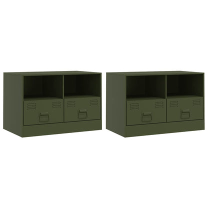 2 Piece TV Cabinet Set Olive Green 67x39x44 cm Steel