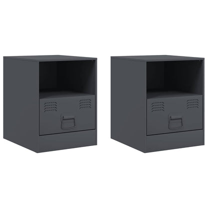 Bedside Cabinets 2 pcs Anthracite 34,5x39x44 cm Steel