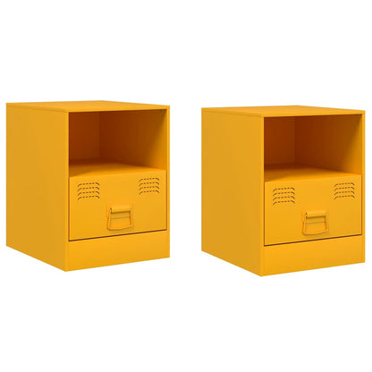 Bedside Cabinets 2 pcs Mustard Yellow 34,5x39x44 cm Steel