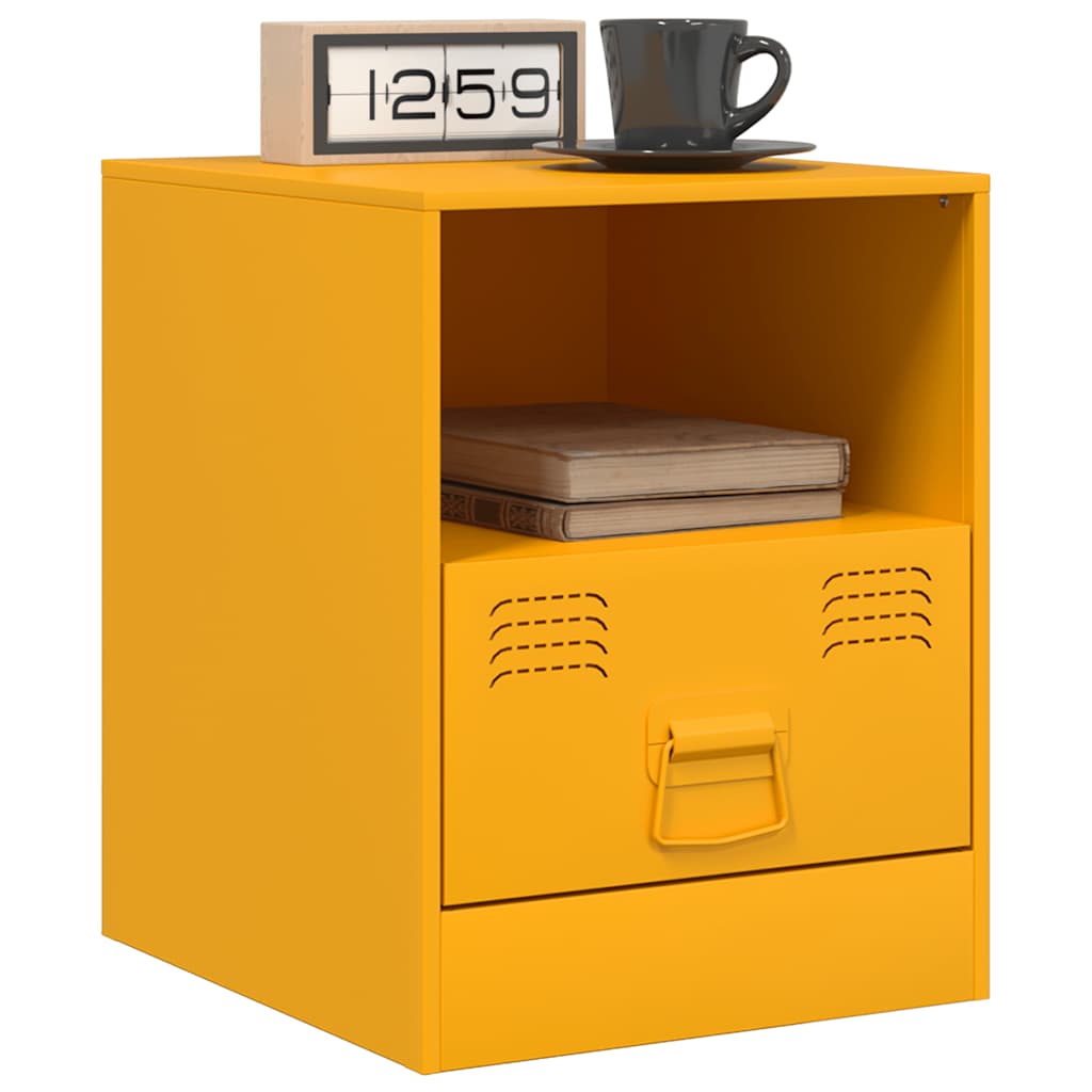 Bedside Cabinets 2 pcs Mustard Yellow 34,5x39x44 cm Steel