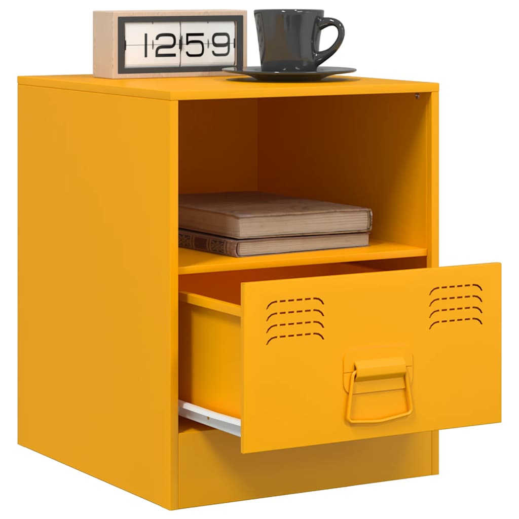 Bedside Cabinet | Set of 2 | Mustard Yellow | Cold-rolled steel