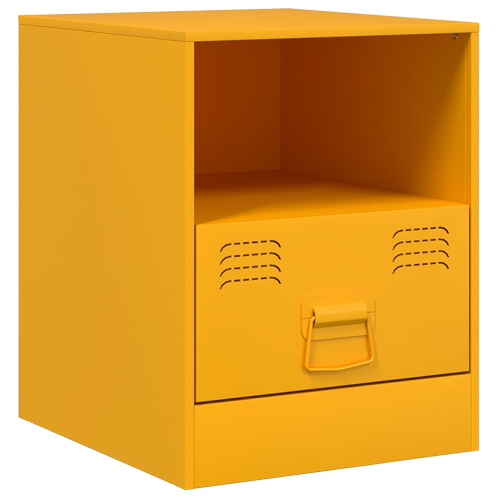 Bedside Cabinets 2 pcs Mustard Yellow 34,5x39x44 cm Steel