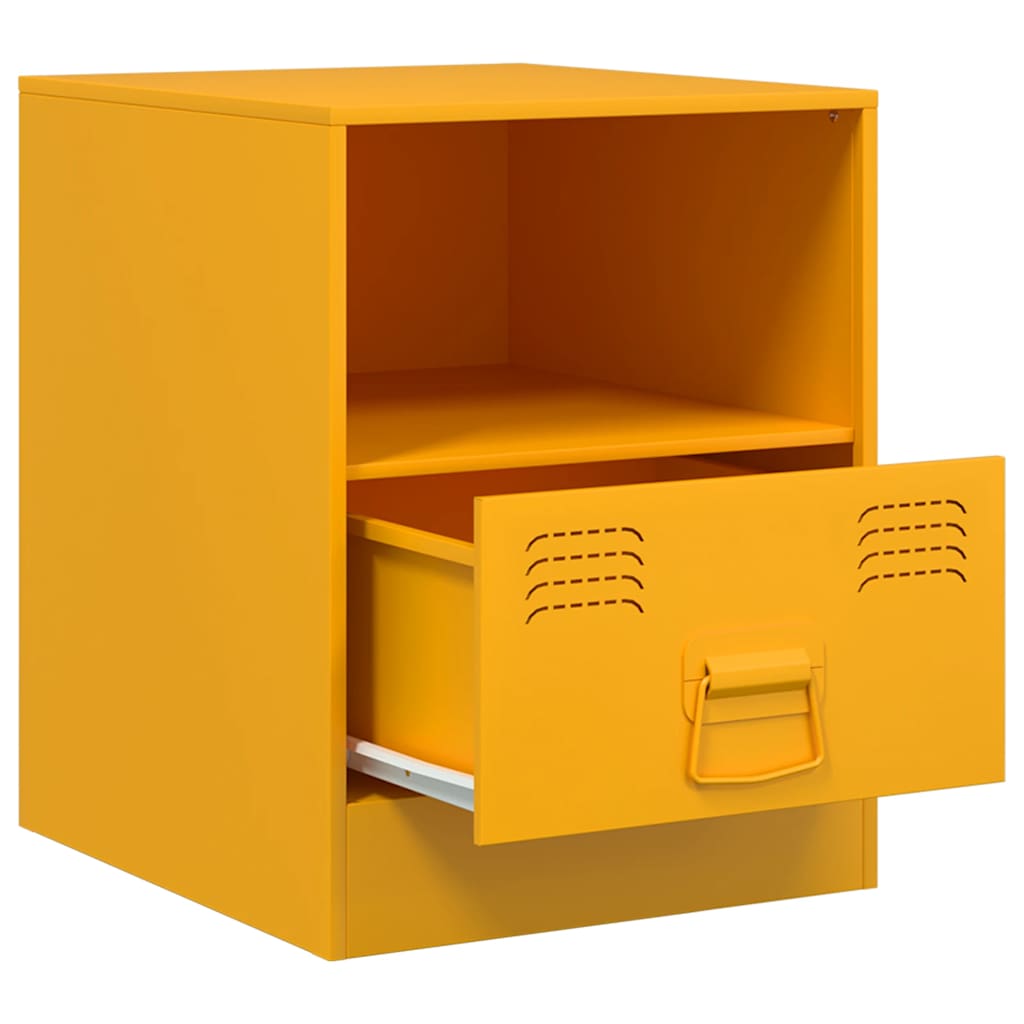 Bedside Cabinets 2 pcs Mustard Yellow 34,5x39x44 cm Steel