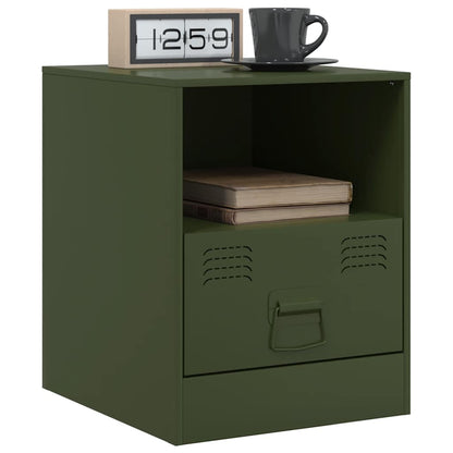 Bedside Cabinets 2 pcs Olive Green 34,5x39x44 cm Steel