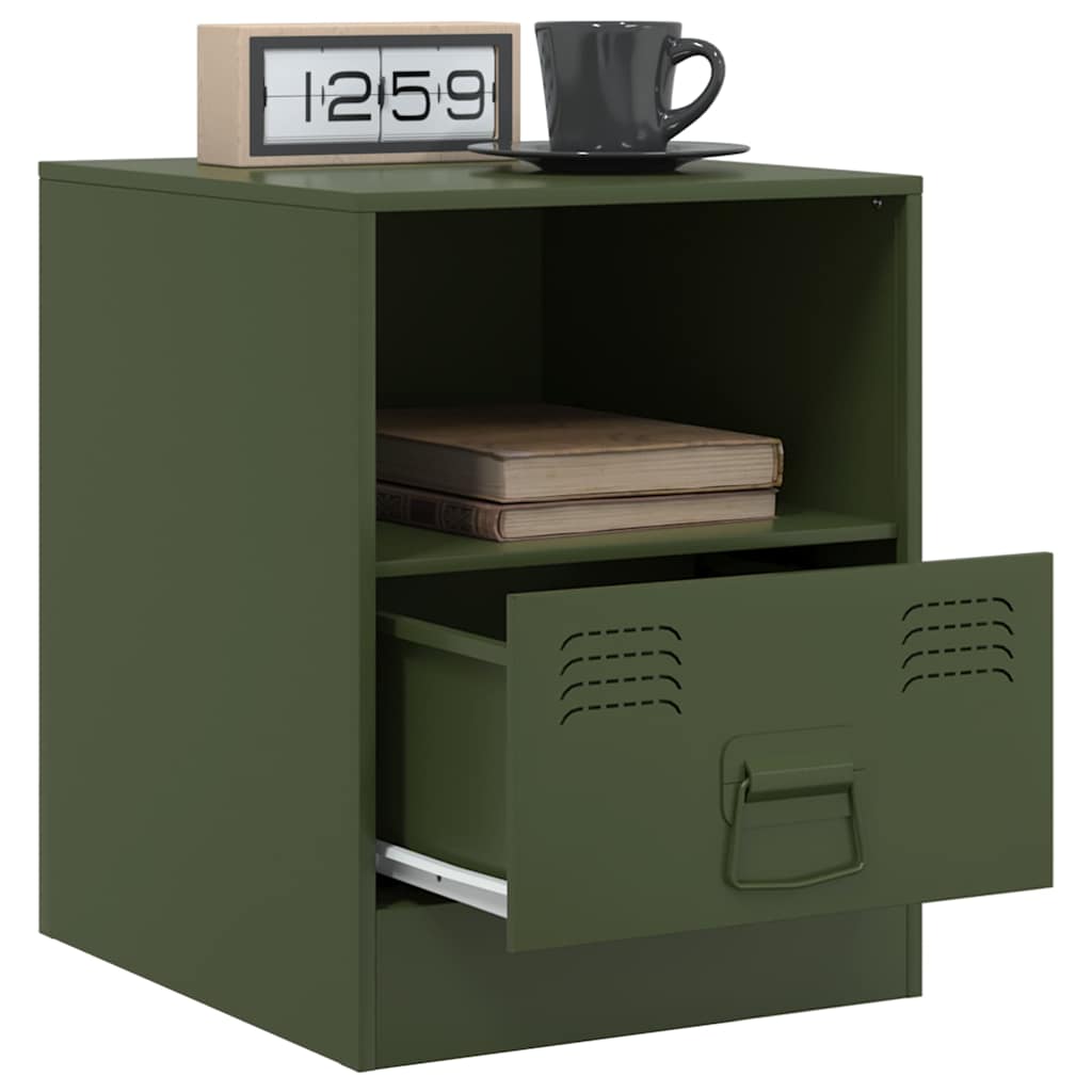 Bedside Cabinet | Set of 2 | Olive Green | Cold-rolled steel | Medium