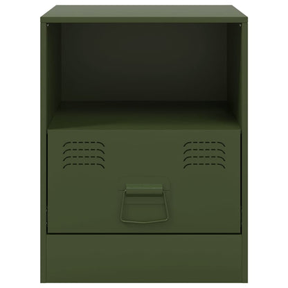 Bedside Cabinets 2 pcs Olive Green 34,5x39x44 cm Steel