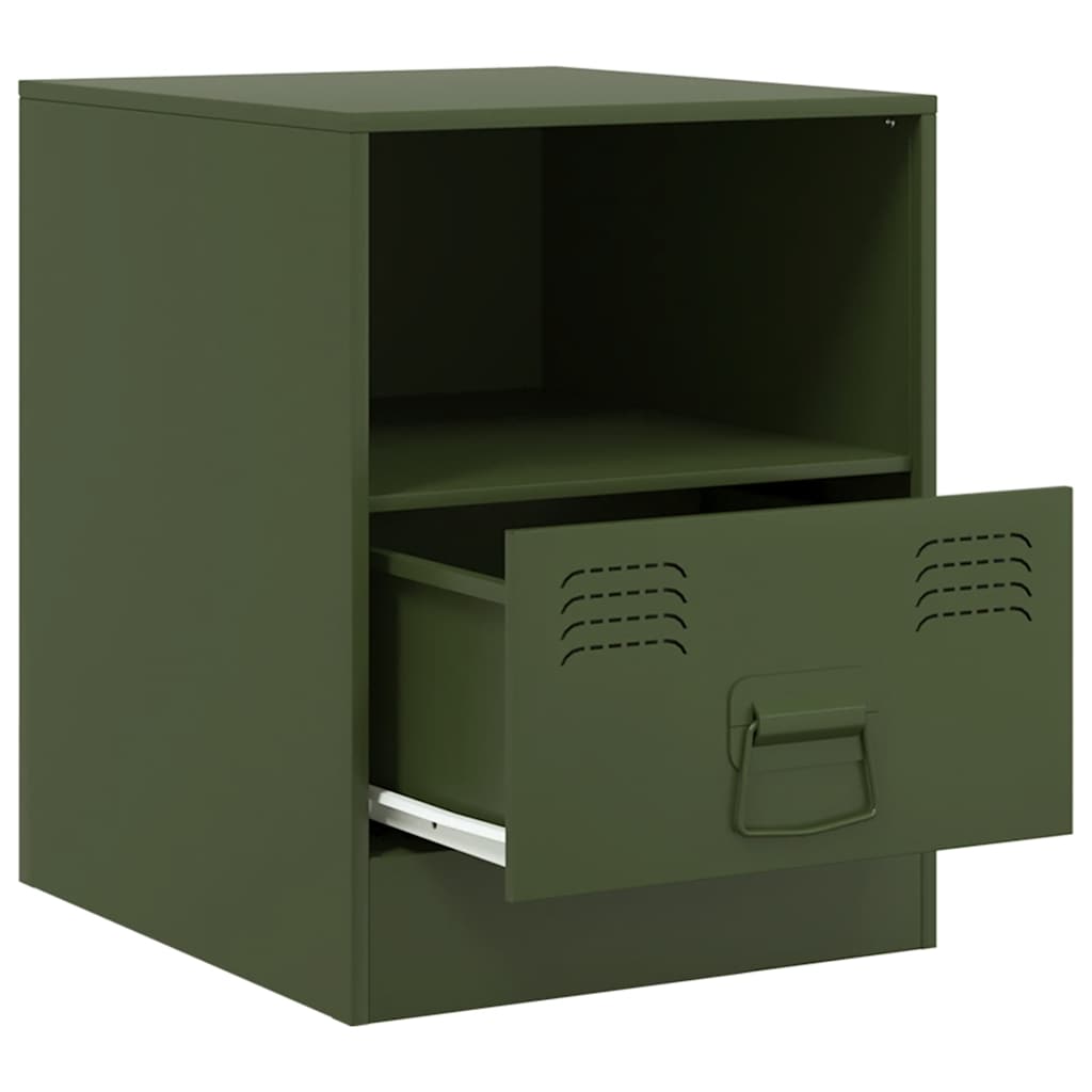 Bedside Cabinets 2 pcs Olive Green 34,5x39x44 cm Steel
