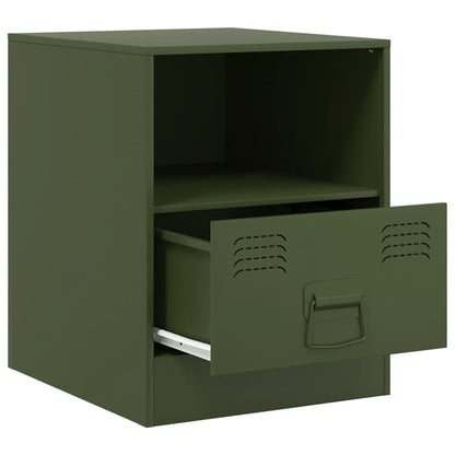 Bedside Cabinets 2 pcs Olive Green 34,5x39x44 cm Steel