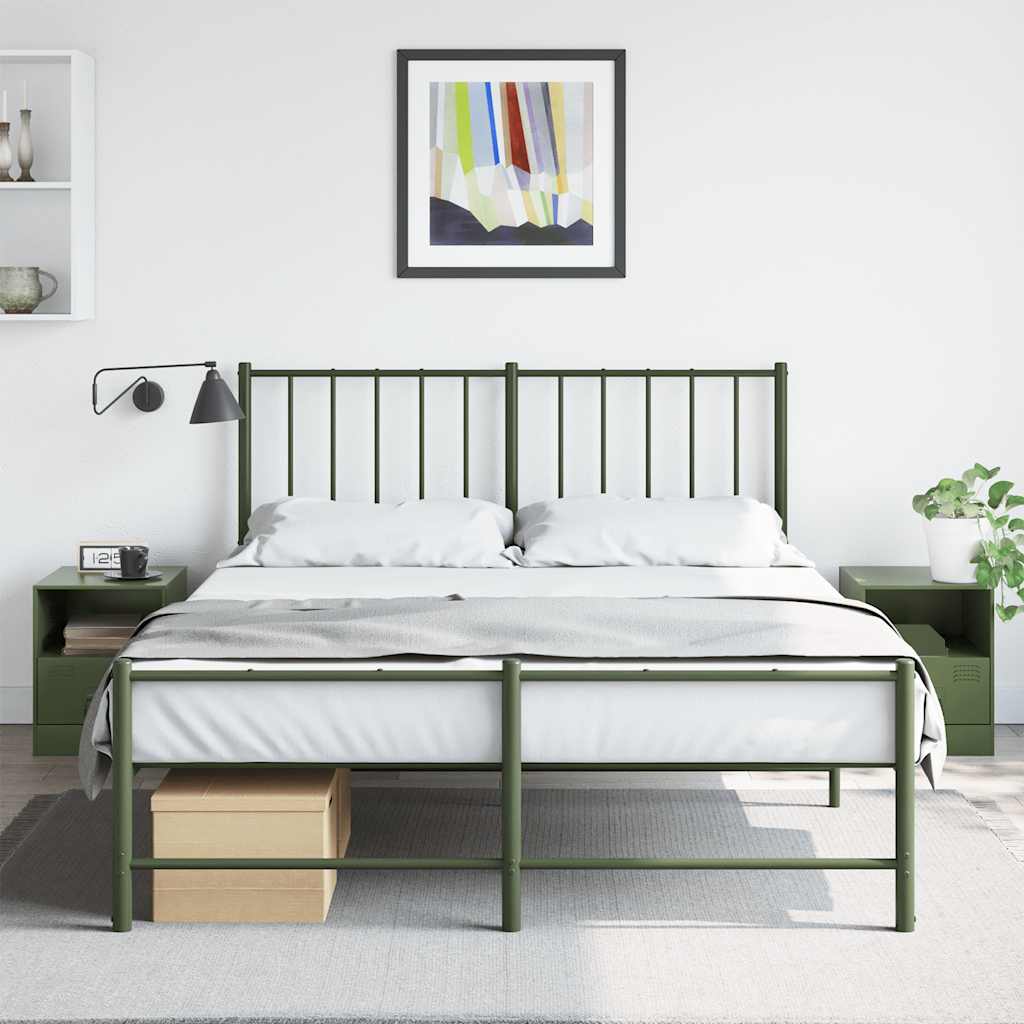Bedside Cabinets 2 pcs Olive Green 34,5x39x44 cm Steel