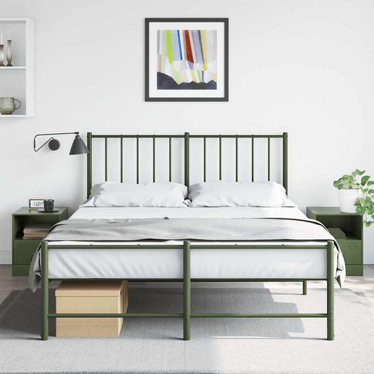 Bedside Cabinets 2 pcs Olive Green 34,5x39x44 cm Steel