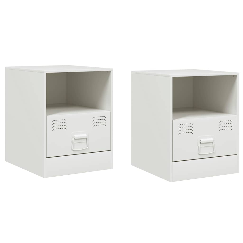 Bedside Cabinets 2 pcs White 34,5x39x44 cm Steel