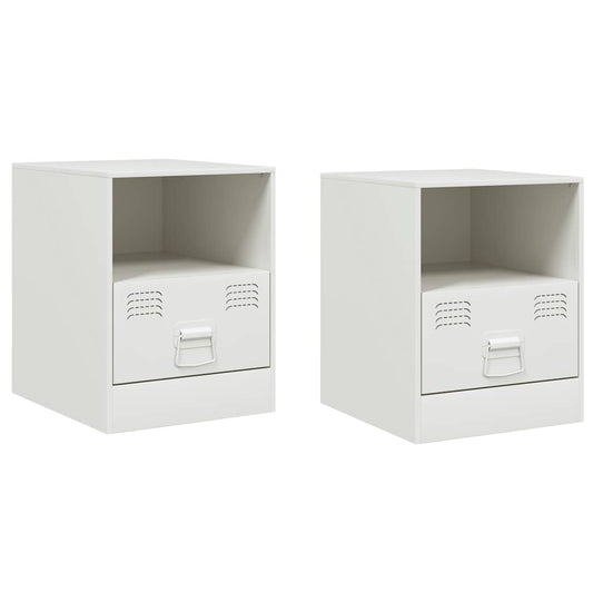 Bedside Cabinets 2 pcs White 34,5x39x44 cm Steel