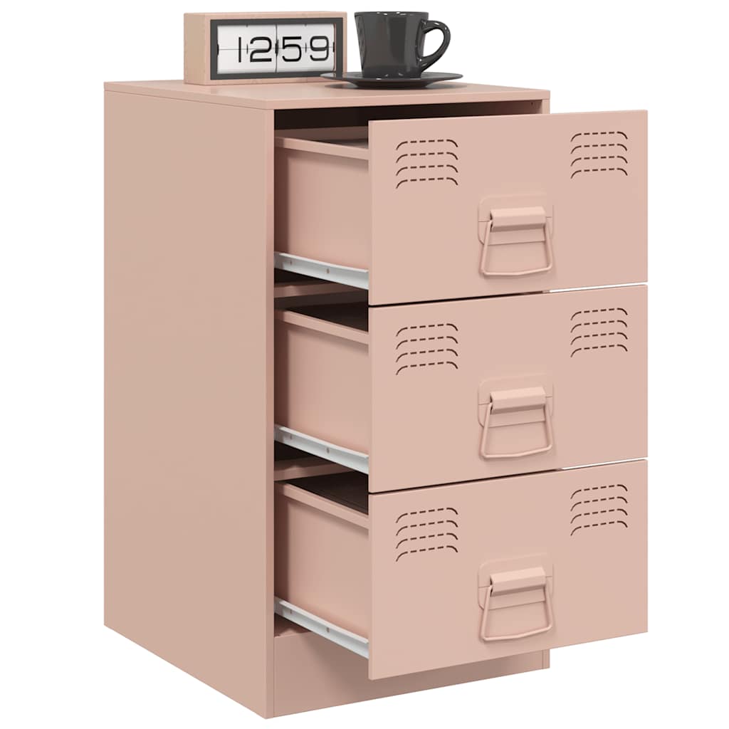 Bedside Cabinets 2 pcs Pink 34.5x39x62 cm Steel