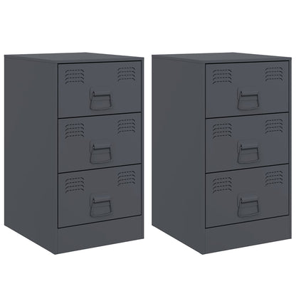 Bedside Cabinets 2 pcs Anthracite 34,5x39x62 cm Steel