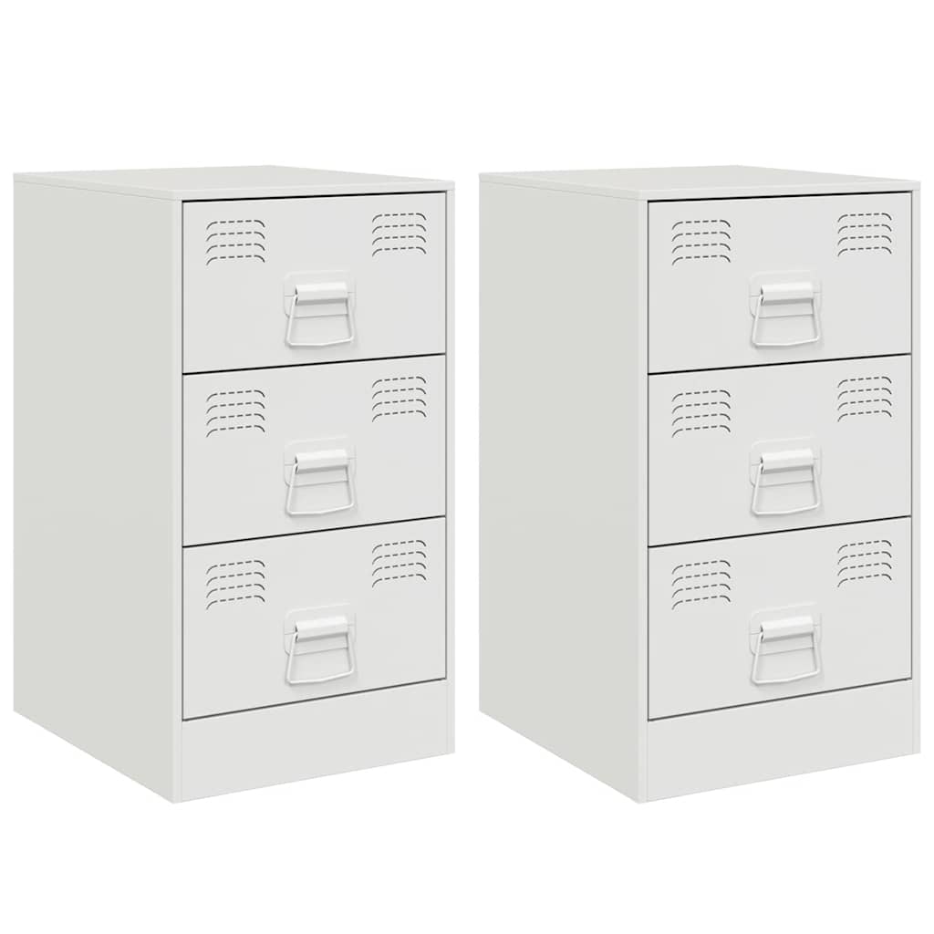 Bedside Cabinets 2 pcs White 34,5x39x62 cm Steel