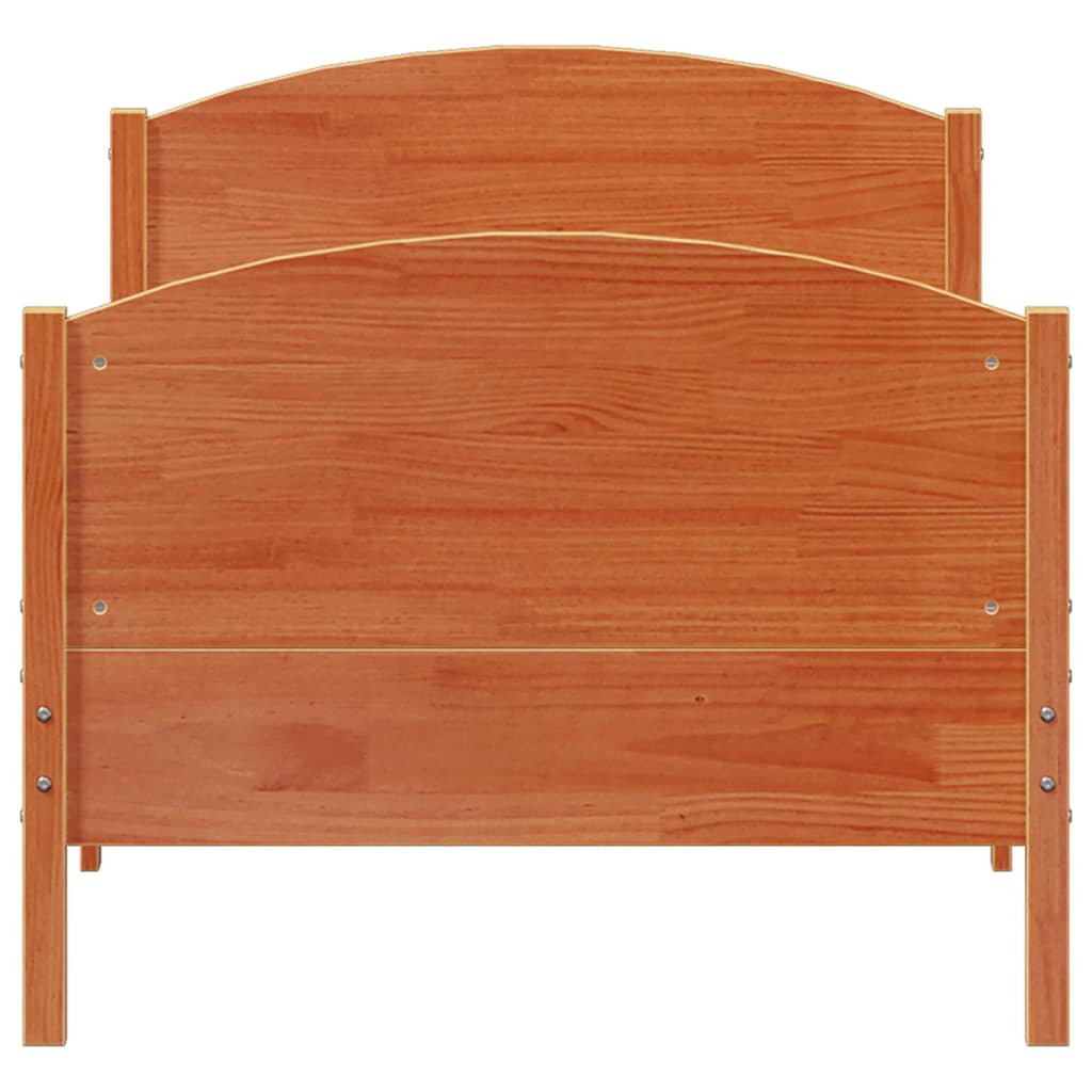 Bed Frame without Mattress Wax Brown 90x200 cm Solid Wood Pine