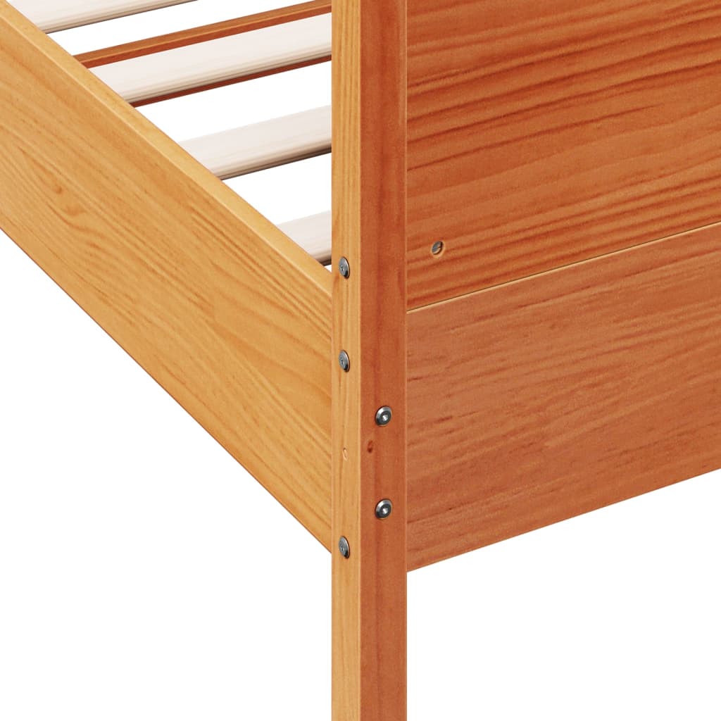 Bed Frame without Mattress Wax Brown 90x200 cm Solid Wood Pine
