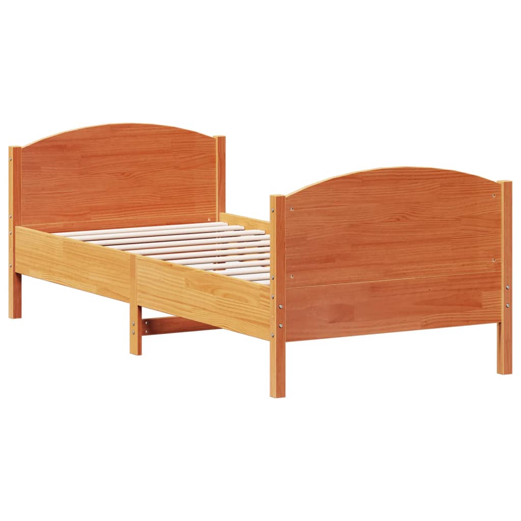 Bed Frame without Mattress Wax Brown 75x190 cm Small Single Solid Wood Pine
