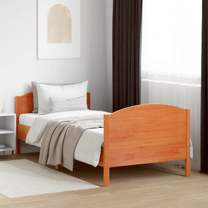 Bed Frame without Mattress Wax Brown 75x190 cm Small Single Solid Wood Pine