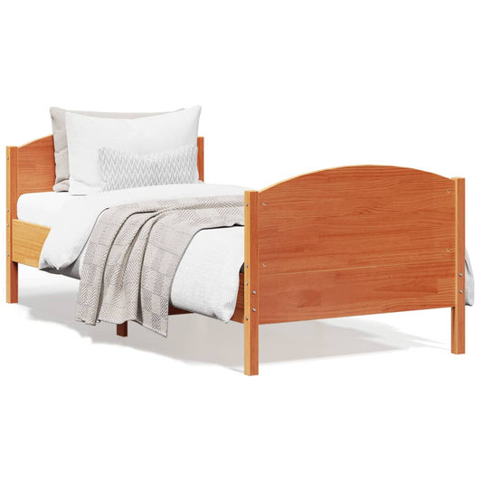Bed Frame without Mattress Wax Brown 75x190 cm Small Single Solid Wood Pine