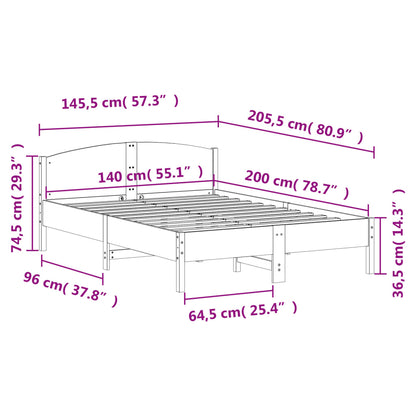 Bed Frame | Natural wood | Solid pine wood | Double | Durable | Bed Frame