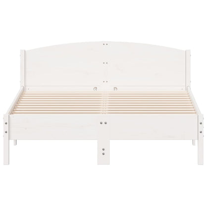 Bed Frame | White | Solid Pine Wood, Plywood | Double | Modern