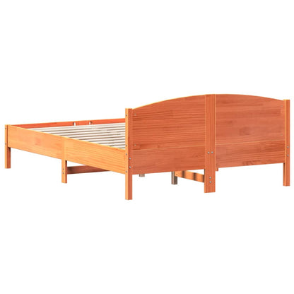 Bed Frame | Wax Brown | Solid Pine Wood, Plywood | 120x200 cm | Modern