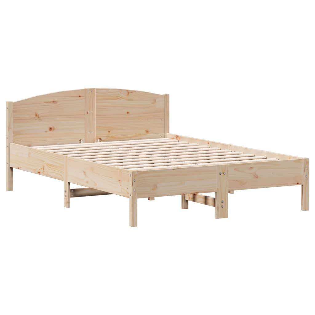 Bed Frame | Natural Wood | Solid pine wood, Plywood | Double | Bed Frame