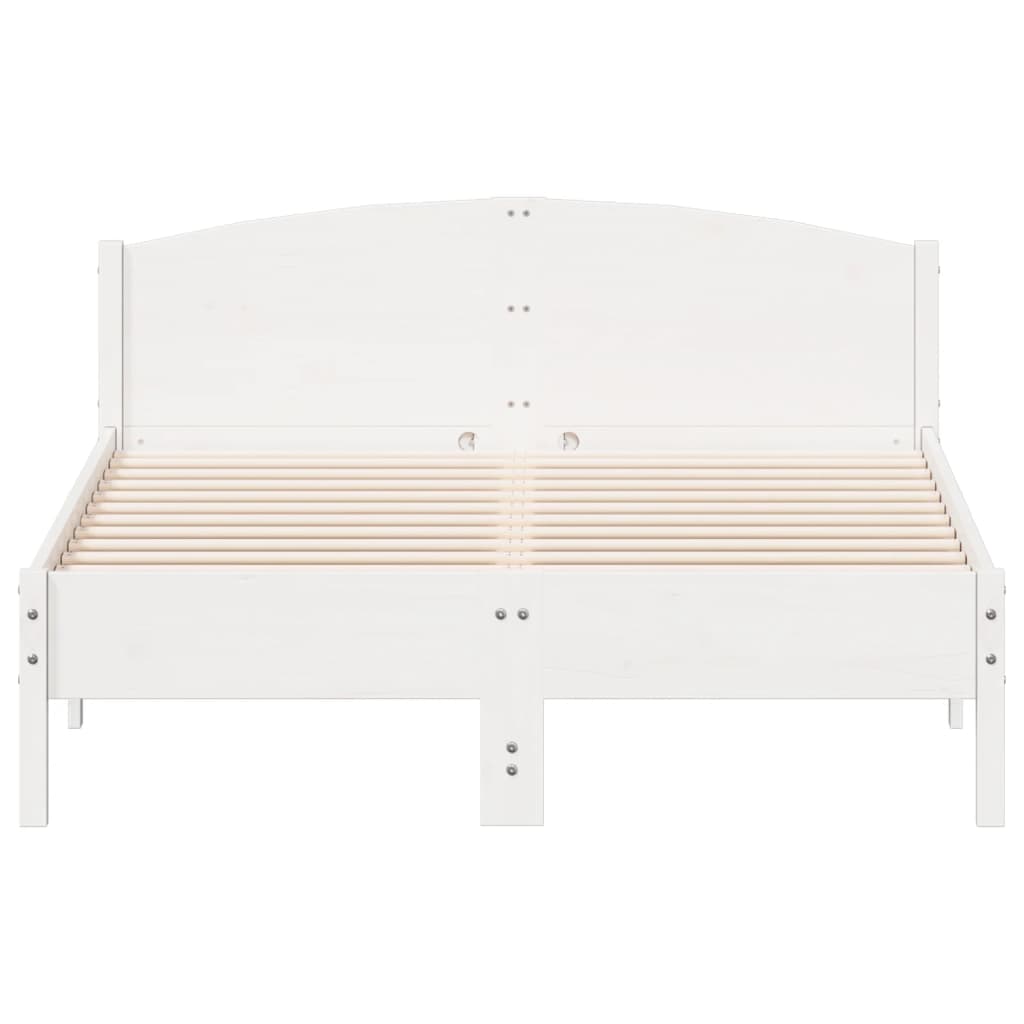 Bed Frame without Mattress White 135x190 cm Double Solid Wood Pine