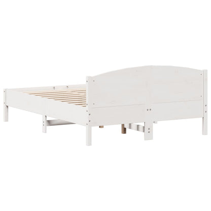 Bed Frame without Mattress White 135x190 cm Double Solid Wood Pine