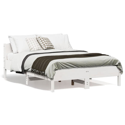 Bed Frame without Mattress White 135x190 cm Double Solid Wood Pine