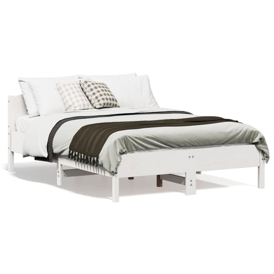 Bed Frame | White | Solid Pine Wood, Plywood | Double | Durable