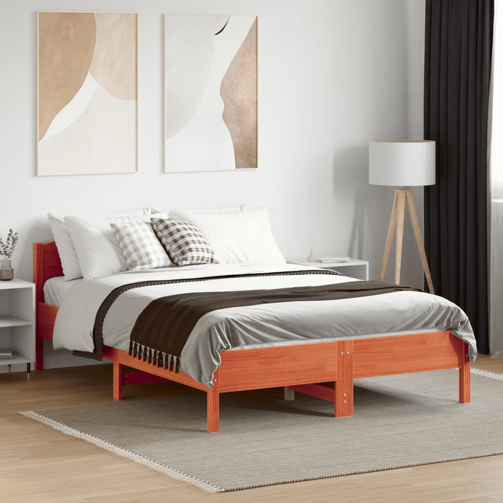 Bed Frame | Wax Brown | Solid Pine Wood | 135x190 cm Double
