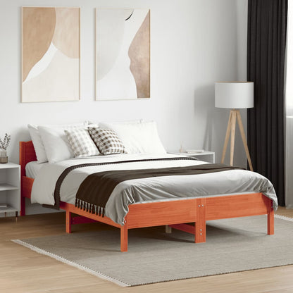 Bed Frame | Wax Brown | Solid Pine Wood | 135x190 cm Double