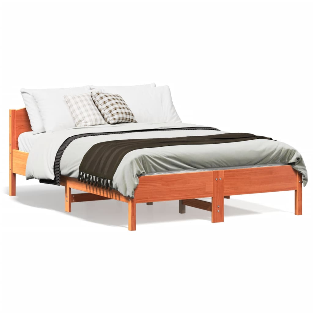 Bed Frame | Wax Brown | Solid Pine Wood | 135x190 cm Double