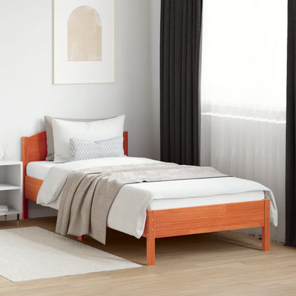 Bed Frame | Wax brown | Solid pine wood, plywood | Single